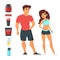 Fitness man and woman athletes
