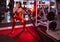 Fitness man workout with battle ropes at gym. training exercise fitted body in club. Torso, Starts a wave. Fast crazy pulse, a