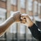 Fitness partners doing a fist bump