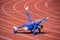 Fitness partners pushing up. athletic man and sexy woman in stand plank. male and female coach on stadium arena. healthy