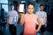 Fitness people in gym have online workout or exercising with smartphone