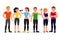 Fitness people  illustration in flat design. Athletes in workout gym cartoon characters isolated on white background. Group