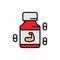 Fitness protein supplement icon with pill capsule symbol. medicine for bodybuilder illustration. simple graphic
