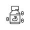 Fitness protein supplement icon with pill symbol. medicine for bodybuilder illustration. simple monoline graphic