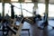 Fitness room. interior detail.Sports and healthy lifestyle. Background
