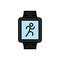 Fitness running tracking smartwatch icon. smart watch with run symbol. simple graphic