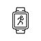 Fitness running tracking smartwatch icon. smart watch with run symbol. simple monoline graphic