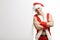 Fitness Santa Claus with a banner sales