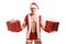 fitness Santa Claus holding a red boxes