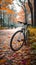 Fitness solitude Lonely white bicycle in the park, awaiting riders