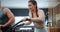 Fitness, spin class and woman in gym for cardio training, intense workout and exercise for health. Sports, sweating and