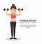 Fitness sport athletic girl holds dumbbells