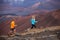 Fitness sport couple running jogging outside on trail