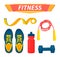 Fitness Sport Items Icons Set Vector Illustration