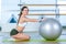 Fitness, sport, training and people concept - woman with fitness ball