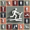 Fitness, sport vector flat icons set with shadows