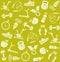 Fitness, sports training, seamless pattern, shading pencil, yellow-green, vector.