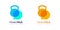 Fitness Talk Chat Logo. GYM Logo. With kettlebell and bubble speech icon. On yellow, orange, cyan, white, and blue colors. Premium