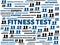 FITNESS TEST - image with words associated with the topic RECRUITING, word, image, illustration