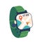 Fitness Tracker with Map Navigator Application and Time on Display Screen, Smart Watch Device On Green Silicone Bracelet