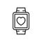 Fitness tracking smartwatch icon. smart watch with heart symbol. simple monoline graphic