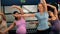 Fitness trainer exercising with pregnant women