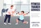 Fitness trainer services banner flat vector template