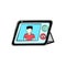 Fitness trainer for video calling on the tablet. vector