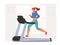 Fitness Training in Gym. Athletic Woman Running on Treadmill. Young Girl Character in Sportswear Exercising to be Slim