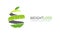 Fitness vector logo concept. Lose weight program. Stylized isolated green apple logotype template.