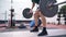 Fitness weightlifting man training Bent-Over Row aka Bent Over Row / Barbell Row