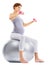 Fitness, weightlifting and pregnant woman on gym ball for maternity wellness, healthy lifestyle and wellbeing. Sports