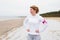 Fitness woman on the beach in winter