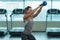 Fitness Woman Doing Exercise With Kettle Bell