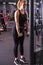 Fitness woman doing exercise workout Triceps Push down at gym