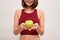Fitness woman eating apple