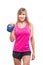 Fitness woman exercising crossfit holding