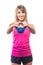 Fitness woman exercising crossfit holding kettlebell strength tr