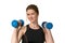 Fitness Woman Exercising w/ Weightlifting Dumbells