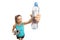 Fitness woman holding an exercise mat and a bottle of water