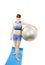 Fitness woman holding exercise pilates ball