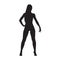 Fitness woman standing and posing, isolated vector silhouette, f