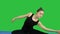 Fitness woman stretching her body doing pilates on a Green Screen, Chroma Key