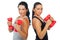 Fitness women holding dumb bell