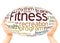 Fitness word cloud hand sphere concept