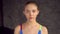 Fitness young teen girl. Portrait closeup. gymnast girl