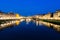 Fiume Arno river Florence Italy at night