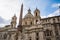 Fiumi Fountain at Piazza Novana with Sant\'Agnese Agone in Rome, Italy