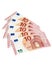 Five 10 euro bills isolated with clipping path