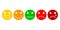 Five basic emotions emoji expressions. Scale from positive to negative. Good for customer opinion survey buttons. Vector